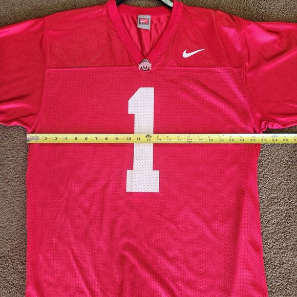 VTG Mens Nike Jersery Ohio State Buckeyes Red Mesh Football Size L Korea #1 - Picture 10 of 12